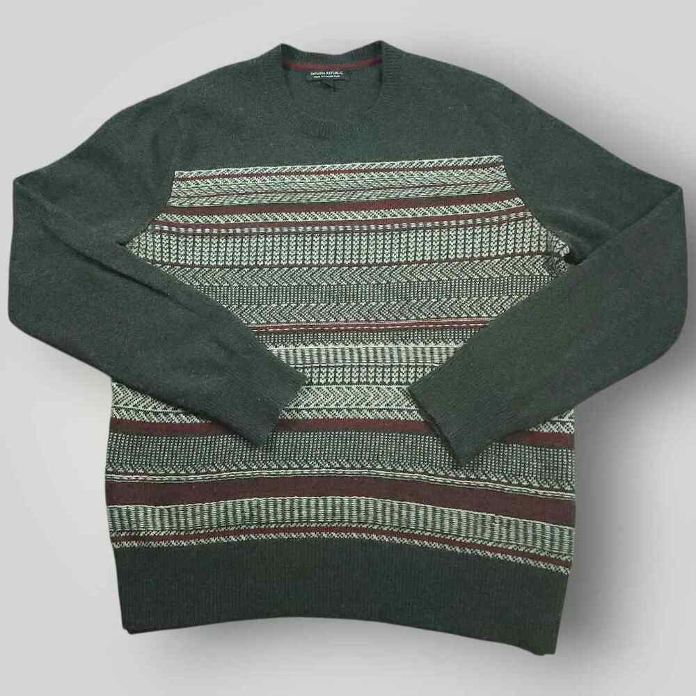 Banana Republic Sweater Mens L Nordic Merino Wool Blend Crew Neck Pullover Gray